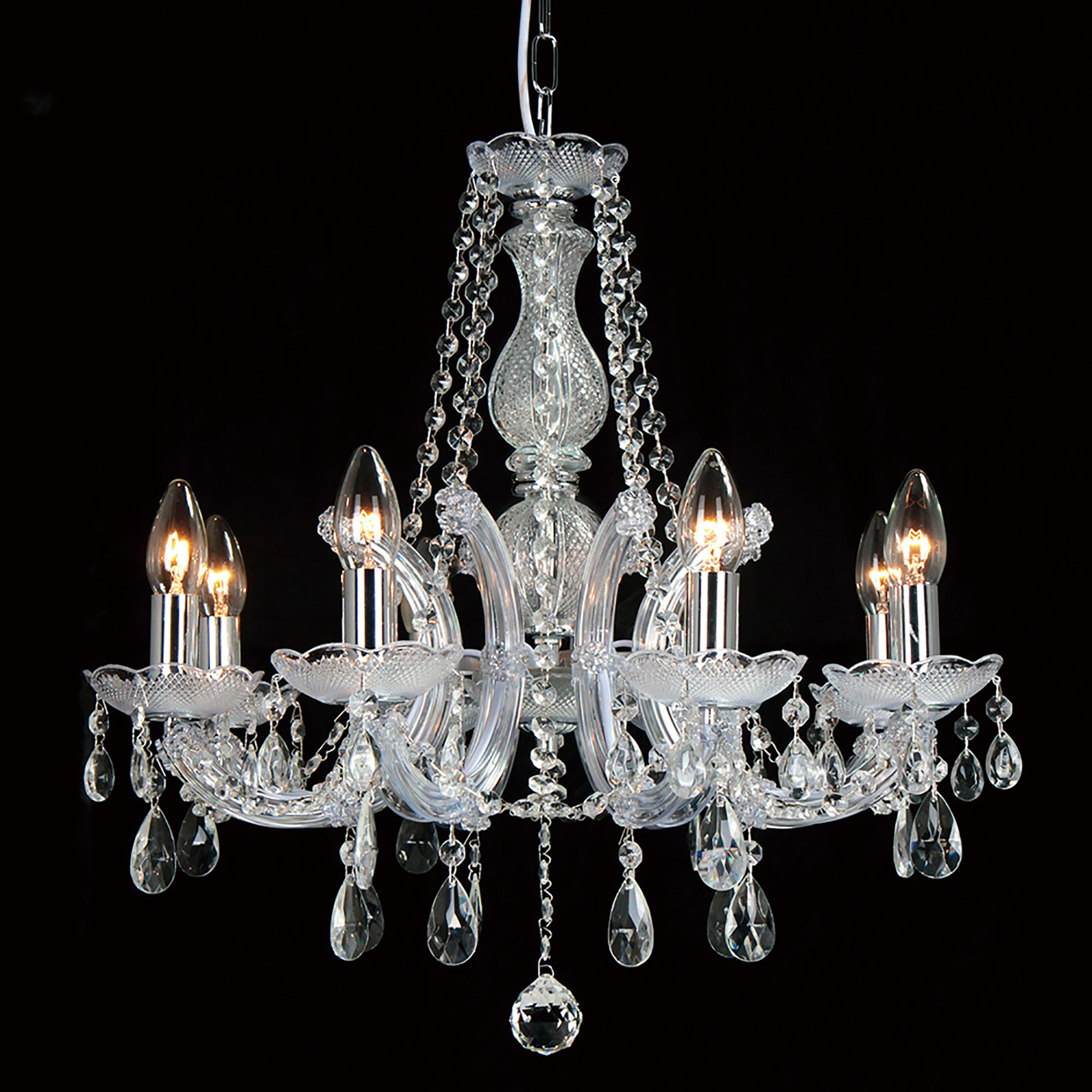 D0022  Gabrielle Glass Chandelier 8 Light (Acrylic Sconce) Polished Chrome